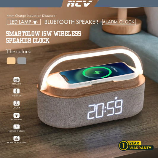 NVC™ SmartGlow 15W Wireless Speaker Clock